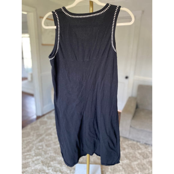 Sonoma 100% Cotton Mini Dress Summer Black Embroidered Boho Cottagecore Resort M - Picture 3 of 5